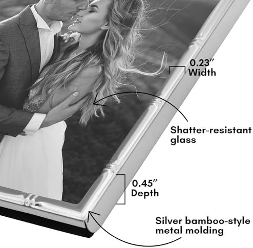 Americanflat 4x6 Bamboo Picture Frame - Metal - Silver - Image 3