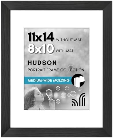 Americanflat 11x14 Picture Frame - Matted to 8x10 - Engineered Wood - Black by Americanflat