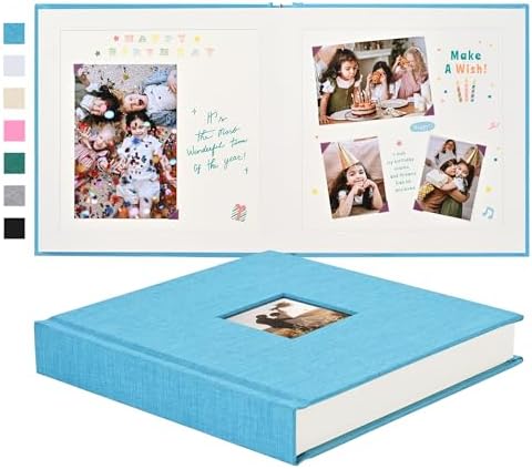 Pssoss 8x8 Inch DIY Scrapbook Album, Linen Hardcover, 40 Pages, Blue by Pssoss