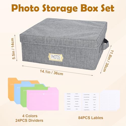 Photo Storage Organizer Box with Dividers(4x6 Photos, Grey) - Image 3
