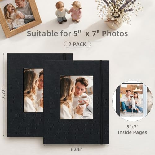 5x7 Photo Album 2 Pack 52 Pockets Fabric Black - Image 2