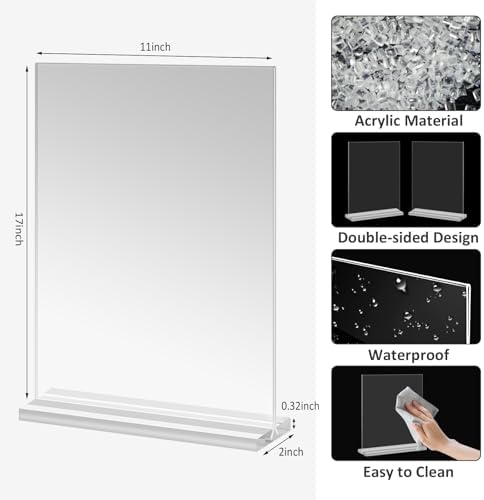 Acrylic Picture Frame 11x17 inches, 4 Pack Clear Plastic Picture Sign Holder Standing,Vertical Double Sided Picture Desktop Display for Photo,Home, Office and Store - Image 2