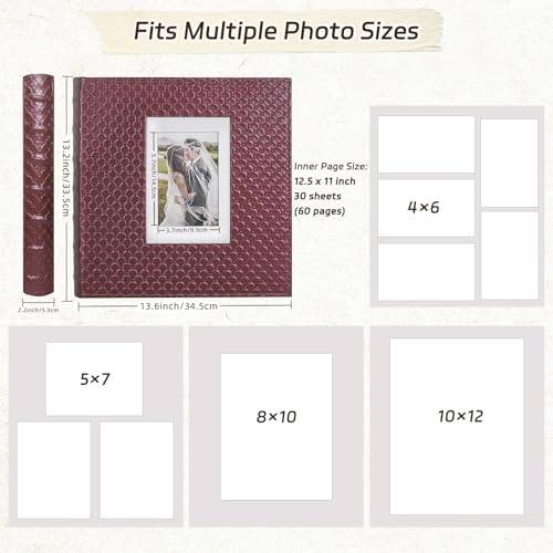 RECUTMS Self Adhesive Photo Album, Leather Scrapbook Album DIY 60 Pages - Image 3