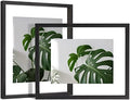 Egofine 11x14 Floating Frames Set of 2, Double Plexiglass Picture Frame, Made of Solid Wood Display Any Size Photo up to 11x14, Wall Mount or Tabletop Standing, Faded Black by Egofine