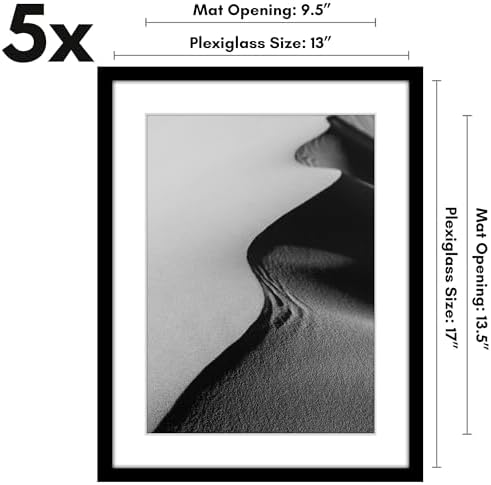 Americanflat 13x17 Picture Frame 5-Pack - Matted to 10x14 - Black - Image 2