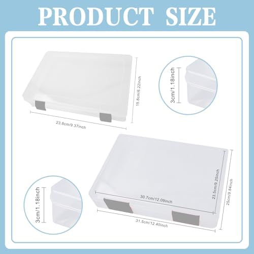 12 Pcs Clear Paper Storage Box, Grey, 12.4 x 9.84 x 1.18 Inches - Image 2