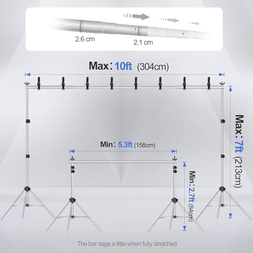 EMART Backdrop Stand 10x7FT Adjustable Back Drop Stand for Party -Silver - Image 3