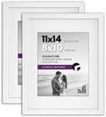 Americanflat 11x14 Picture Frame with Shatter-Resistant Glass - Set of 2 - Use as 8x10 Frame with Mat or Display 11x14 Photo Without Mat - Signature Collection - Picture Frames for Wall - White by Americanflat