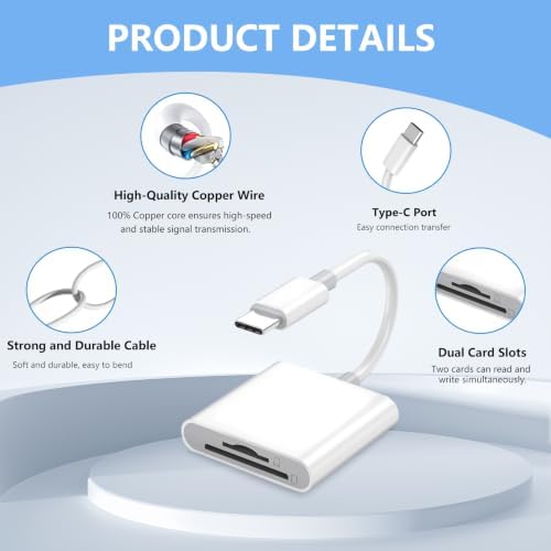 Dual Slots USB C SD Card Reader, Trail Camera Viewer Adapter - Image 3