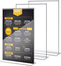 Shellwei 2 Pcs 11 x 14'' Acrylic Sign Holder Clear Acrylic Picture Frame Vertical Table Top Frame with Stand Double Sided T Shape Flyer Holder for Paper Menu Photo Restaurant Office Home by Shellwei