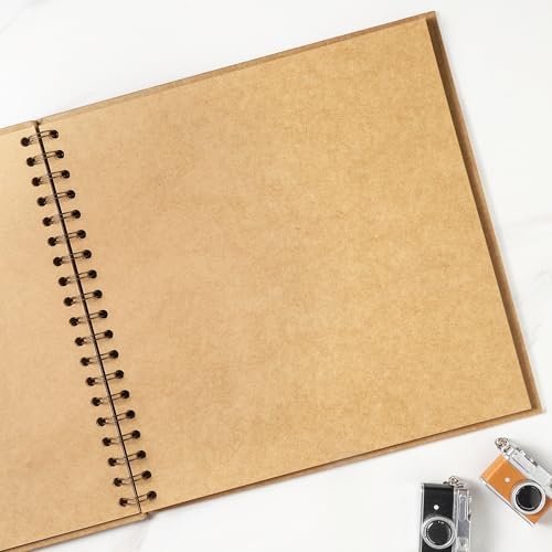 Scrapbook 10 x 10 Inch DIY Square Photo Window + 3 Corner Stickers, Photo Album Hardcover Kraft Paper Brown 20 Sheets/ 40 Pages - Image 5