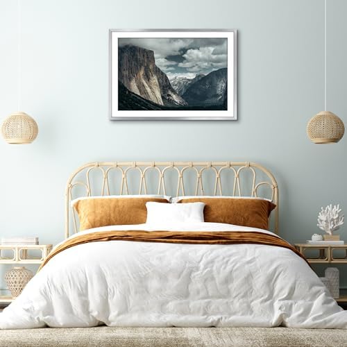 Americanflat 28x40 Poster Frame - Matted to 24x36 - Slim Molding - Silver - Image 5