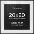 Homeforia 20x20 Black Picture Frame, High-End Metal, 16x16 Mat, Glass by Homeforia