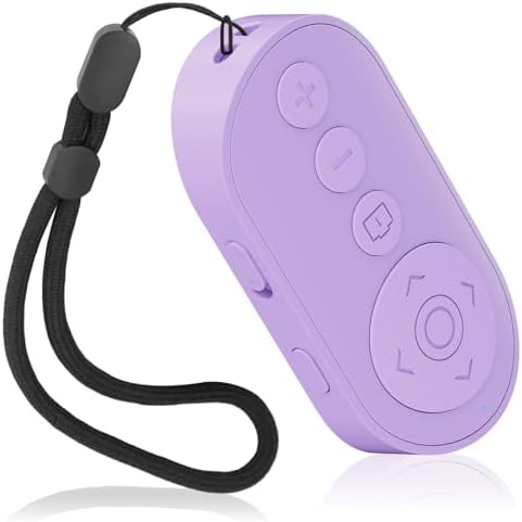 Wireless Camera Remote Control with Zoom in/Out for Android & iPhone,Versatile Shutter with Front/Rear Camera Switch,Vlogging Accessories Remote for TikTok Video & Photo,Purple by RIOFOGO
