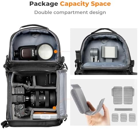 K&F CONCEPT Hardshell Camera Sling Bag, 10L EVA Case with Tripod Holder - Image 3