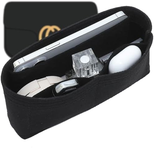 Medium Purse Organizer Insert for GG Marmont Medium Matelasse Shoulder Bags and More, Felt Handbag Organizer Tote Liner Pouch for Women Inner Bladder Bag Storage Bag(M, Black) by OAIKOR