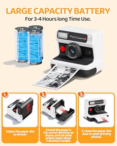 CalineGam Kids Instant Print Camera, 1080P HD Dual Lens with 32GB Card | 2.4" Screen Kids Camera with 3 Paper Rolls, 16X Zoom, Christmas Birthday Gifts for Girls and Boys Age 3-12 - Image 6