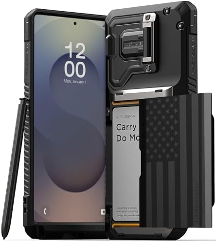 VRS DESIGN Damda Glide DuoGuard for Galaxy S25 Ultra Case (2025), Premium Sturdy Fully Covered Camera Lens Protection Cover Card Holder Wallet Case (Liberty Black) by VRSDESIGN