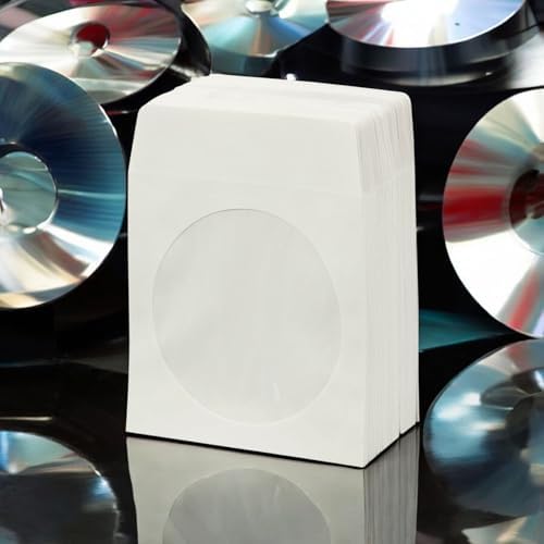 BestDuplicator CD/DVD White Paper Sleeves Premium Thick, 100 Pack - Window & Flap, Disc Storage Envelopes, for CDs, DVDs & Blu-ray Discs, Protective Media Sleeves - Image 3