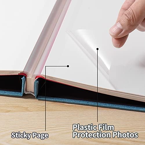 Large Photo Album Self Adhesive 4x6 8x10 10x12 13"x12.8" Magnetic Scrapbook Album 12.6"x11" Inch 60 Sticky Pages Linen Cover DIY Photo Album with A Metallic Pen and DIY Stickers(SkyBlue) - Image 3