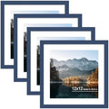 12x12 Picture Frame Set of 4 with Real Glass, Wall & Tabletop Display by SZYUU