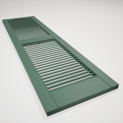 Ekena Millwork Lifetime Vinyl LL1S14X04300FG Standard Cathedral Top Center Mullion, Open Louver Vinyl Shutters, w/Installation Shutter-Lok's & Matching Screws (Per Pair), 14.5"W x 43"H, Forest Green - Image 6