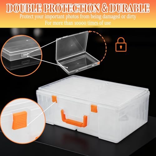 Photo Storage Box 5 x 7 Inches, 18 Inner Photo Cases with Dividers, Clear Acid-Free Photo Storage Containers with Handle, Photo Organizer Craft Keeper for Stickers, Craft, Stamp - Image 5