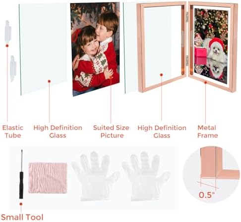 Golden State Art 5x7 Hinged Metal Picture Frame, Rose Gold, Tabletop - Image 2