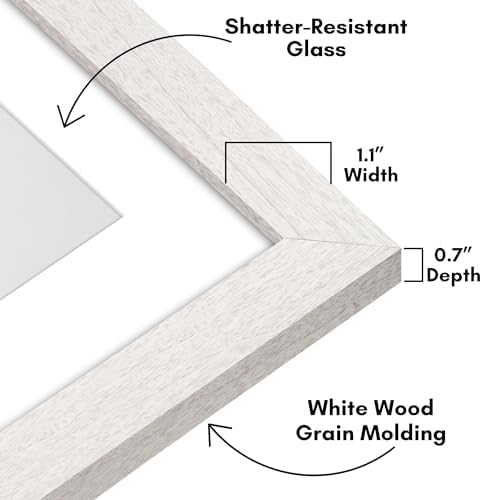Americanflat 11x14 Picture Frame - Matted to 8x10 - Engineered Wood - White - Image 3
