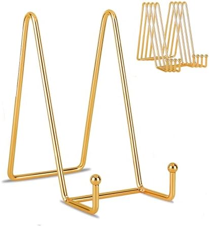 Decolore 5 Pack 6 Inch Gold Metal Display Stands Plate Stand Display Stands for Picture, Decorative Plate, Book, Photo Easel, Artistic Work by Decolore