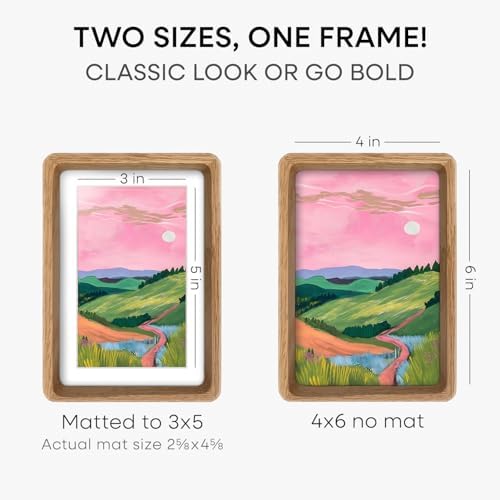 Homeforia 4x6 Mortise&Tenon Natural Oak Picture Frame, 3x5 Mat, Glass - Image 3