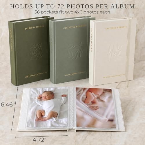Beautiful Photo Album Set of 3 For 4x6 Pictures - Linen Album Holds 216 - Image 4