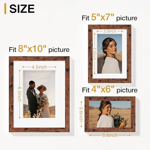 Vittanly 10 Pack Picture Frames Collage Wall Decor, Rustic Brown - Image 3