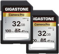 【5-Years Data Recovery】 GIGASTONE 32GB SD Card 2-Pack, Camera Pro, UHS-I A1 V10 SDHC Memory Card Speed up to 100MB/s Compatible with SPYPOINT TACTACAM Trail Camera, with 2 Mini Cases by Gigastone