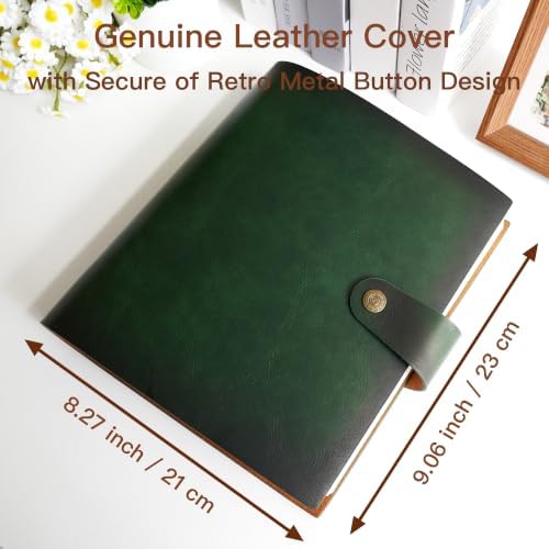 Photo Album 4x6 300 Pockets, Genuine Leather Photo Albums 300 Photos with Writing Space 40 Writing Paper, Family Wedding Travel Kids Graduation Ultrasound Baby Picture Album Scrapbook, Gifts, Green - Image 3