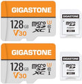 GIGASTONE 128GB Micro SD Card 2-Pack, A1 V30 4K Video Recording, Compatible with Security Camera, Dash cam, Drone, 95MB/s MicroSDXC Memory Card UHS-I Class 10, with 2 SD Adapter by Gigastone