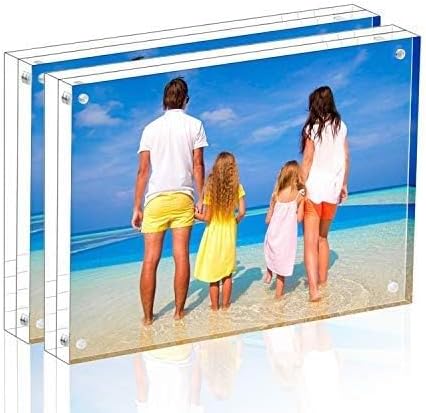 Meetu Acrylic Picture Frame 6x8 Tabletop Photo Frame Magnetic Double Sided Frame Free Standing Desktop for Display Document, Certificate, Photograph, Artwork in Office Room - Image 2