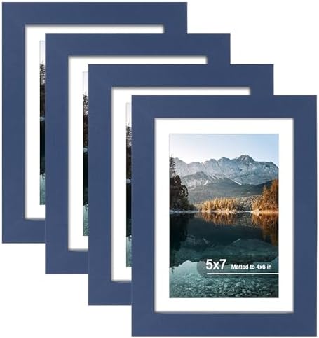 5x7 Picture Frame Set of 4 with Real Glass, Wall & Tabletop Display by SZYUU