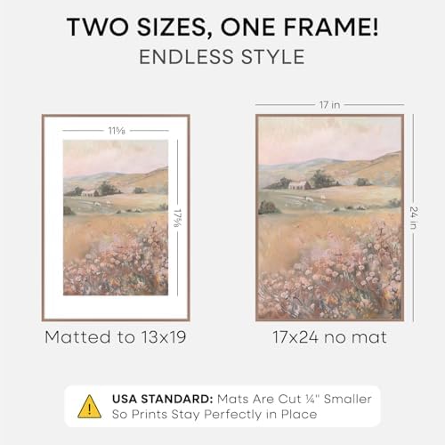 Homeforia 17x24 Mocha Picture Frame, High-End Metal, 13x19 Mat, Glass - Image 2