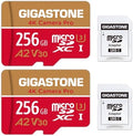 【5-Years Data Recovery】 GIGASTONE 256GB Memory Card 2 Pack 4K Pro Camera Compatible with GoPro Switch, Speed 100MB/s. A2 U3 V30 Micro SDXC Card with SD Adapter. by Gigastone
