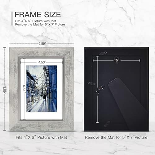 XUANLUO 5x7 Picture Frames Set of 4,Rustic Retro Photo Frame(White) - Image 2