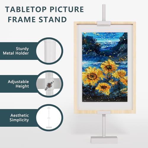 31.5"H Adjustable Tabletop Picture Frame Stand, Tabletop Easel Stand, White - Image 6