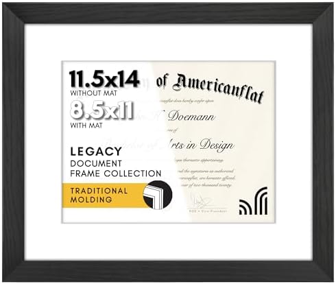 Americanflat 11.5x14 Picture Frame - Matted to 8.5x11 - Black by Americanflat