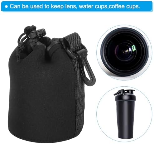 PATIKIL Camera Lens Bag, 3 Pcs 3.3" ID x 5.5" H Drawstring Lens Pouch with Thick Protective Neoprene, Lens Case for DSLR Camera Lens, Water Coffee Cups Black - Image 6