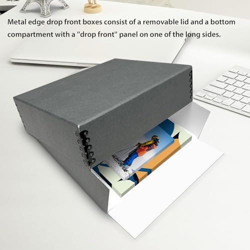 Lineco Drop Front Archival Storage Box, 9.25x11.75x3 in, Gray, 2 Pack - Image 5
