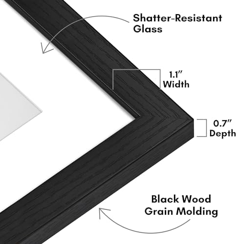Americanflat 8x8 Picture Frame - Matted to 5x5 - Engineered Wood - Black - Image 3
