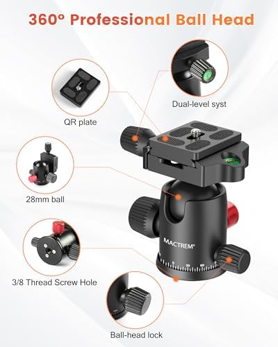 MACTREM 90in 2-in-1 Camera Tripod Monopod Aluminum Heavy Duty Travel Tripod - Image 6