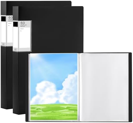 2 Pcs Art Portfolio Folder A3, Diamond Art Storage Book, 60 Pockets by POERMA