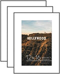 Americanflat 12x16 Picture Frame 3-Pack - Matted to 8x12 - Black by Americanflat