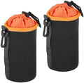 PATIKIL Camera Lens Bag, 2 Pcs 3.7" ID x 7.1" H Cylindrical Drawstring Lens Pouch with Thick Protective Neoprene, Lens Case for DSLR Camera Lens, Water Coffee Cups Black, Orange by PATIKIL